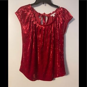 Lauren Conrad Hot Pink/Red Velvet Blouse